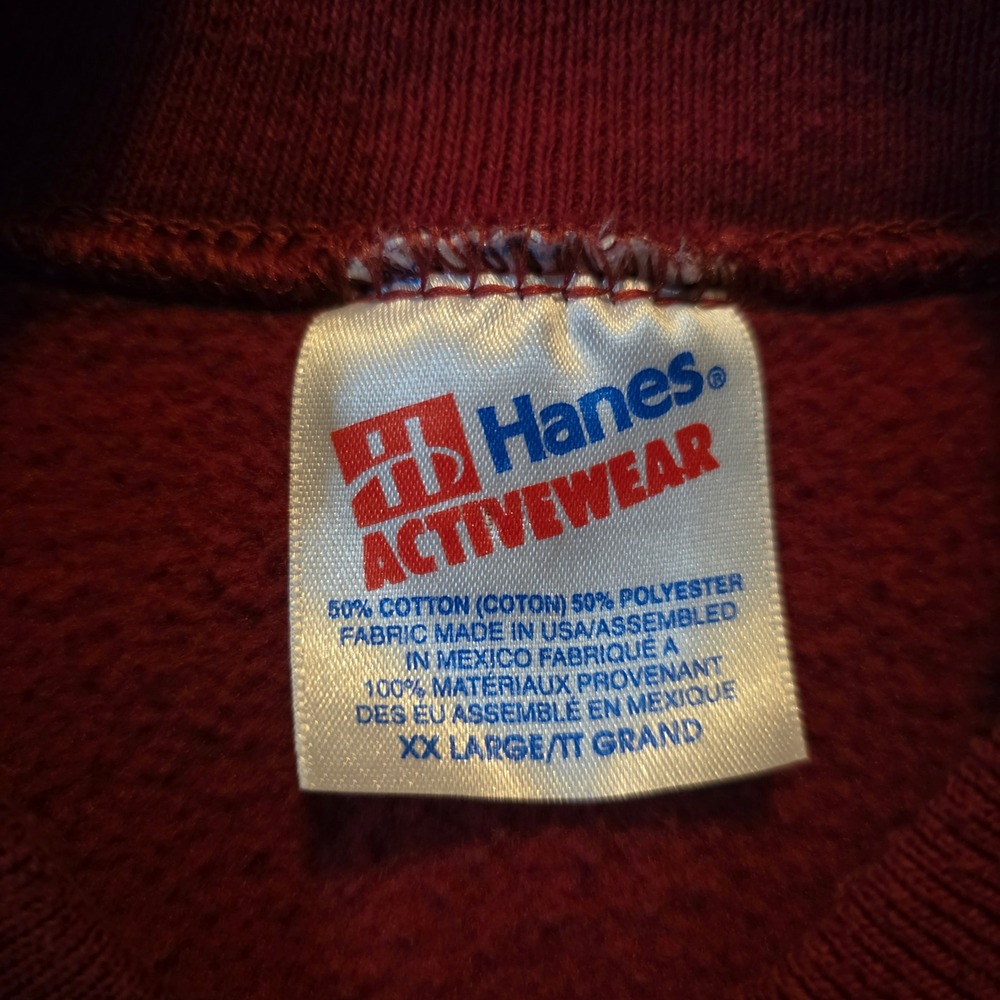 Vintage Hanes Budweiser Sweatshirt Mens XXL Maroon Red Embroidered Logo 90s USA - Picture 3 of 8